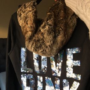 PINK Victoria’s Secret Fur and sequins hoodie